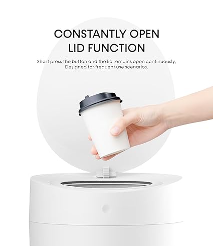 Smart Trash Can 2.6 Gallon Automatic Garbage Can with Self-Sealing and Self-Changing Motion Sense Activated Rechargeable Trashcan for Living Room Bedroom Workshop Kitchen White