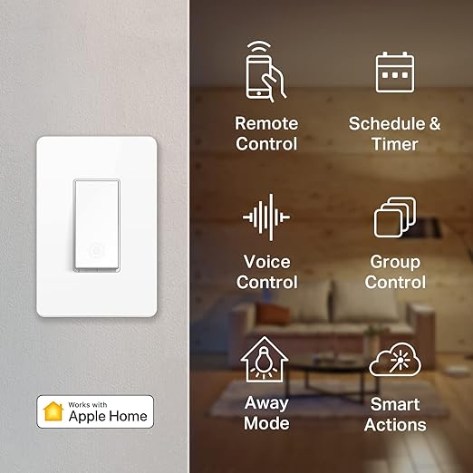 HomeKit Smart Light Switch KS200 Single Pole Neutral Wire Required 2.4GHz Wi-Fi Light Switch Works with Siri Alexa and Google Home UL Certified No Hub Required White