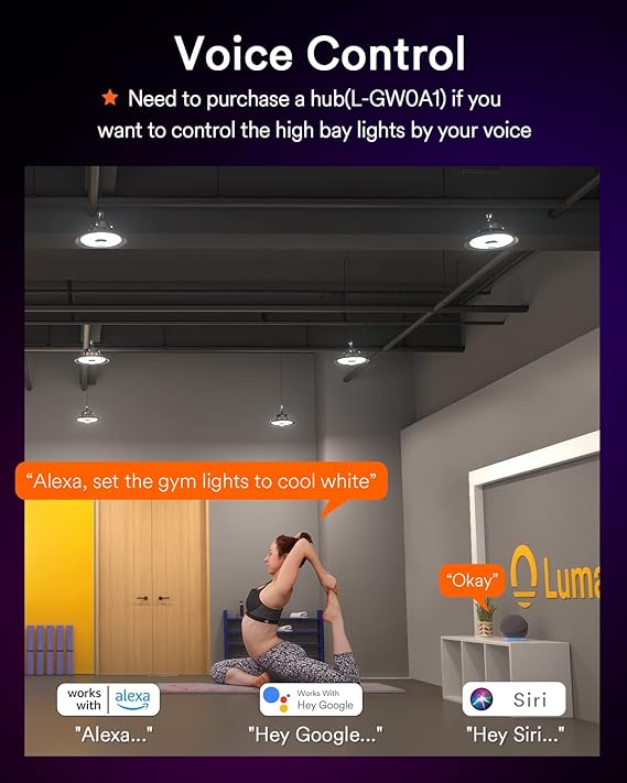 2Pack Smart Bluetooth UFO LED High Bay Light 150W w/Remote 2700K-6500K Dimmable Aluminium Commerical Bay Lighting Work with Alexa/Google-Hub Required Shop Ceiling Lights for Hanging Garage
