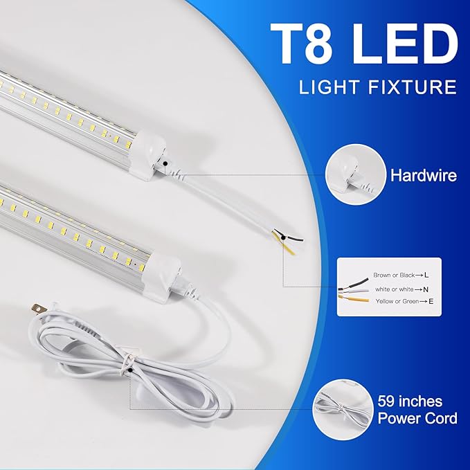 Led Shop Lights 4FT LED Shop Light 50W 6500K 7000LM Cool White 4 Foot Led Shop Lights Led Shop Lights for Workshop 4ft Led Lights Garage Ceiling Plug in Led Shop Light for Warehouse(2-Pack)