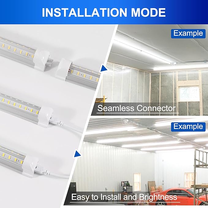 Led Shop Lights 4FT LED Shop Light 50W 6500K 7000LM Cool White 4 Foot Led Shop Lights Led Shop Lights for Workshop 4ft Led Lights Garage Ceiling Plug in Led Shop Light for Warehouse(2-Pack)