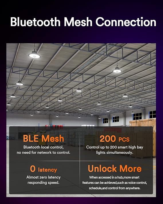 2Pack Smart Bluetooth UFO LED High Bay Light 150W w/Remote 2700K-6500K Dimmable Aluminium Commerical Bay Lighting Work with Alexa/Google-Hub Required Shop Ceiling Lights for Hanging Garage