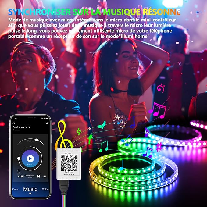 Led Lights for Bedroom 100ft Music Sync Color Changing Led Strip Lights Smart with Remote and App Control Built-in Mic for Party Home Room Decor Luces LED para Cuarto