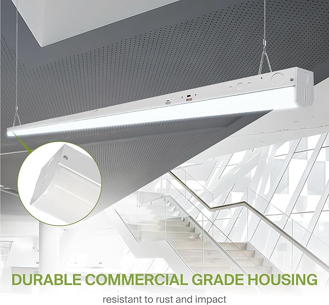 ASD 8ft LED Linear Strip Light Fixture with Motion Sensor - 48W-90W 12523LM Linkable LED Shop Light - 3500K-5000K Adjustable Commercial Ceiling Light Fixture - UL DLC 4 Pack
