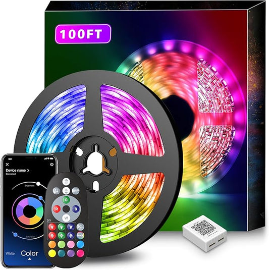 Led Lights for Bedroom 100ft Music Sync Color Changing Led Strip Lights Smart with Remote and App Control Built-in Mic for Party Home Room Decor Luces LED para Cuarto