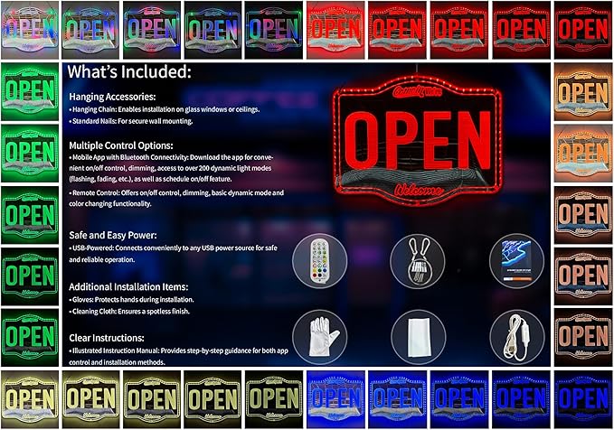 RGB Glam Plus LED Sign - Elegant Mirror Backing - Smart 3D Shop Decoration - Multicolor Signage st06s43-fnd-j0008-d