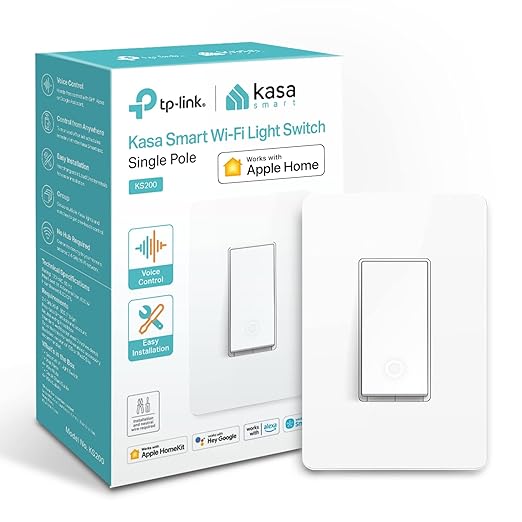 HomeKit Smart Light Switch KS200 Single Pole Neutral Wire Required 2.4GHz Wi-Fi Light Switch Works with Siri Alexa and Google Home UL Certified No Hub Required White