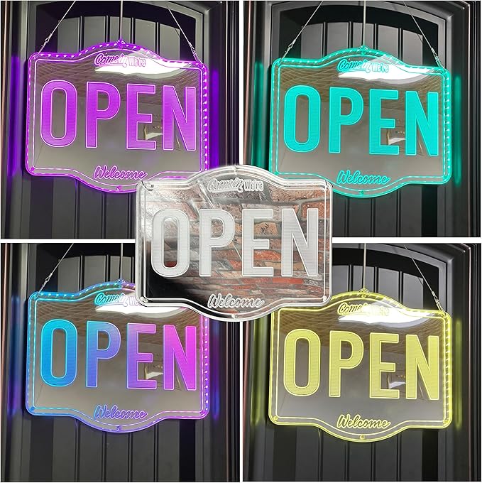 RGB Glam Plus LED Sign - Elegant Mirror Backing - Smart 3D Shop Decoration - Multicolor Signage st06s43-fnd-j0008-d