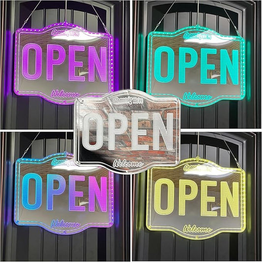RGB Glam Plus LED Sign - Elegant Mirror Backing - Smart 3D Shop Decoration - Multicolor Signage st06s43-fnd-j0008-d