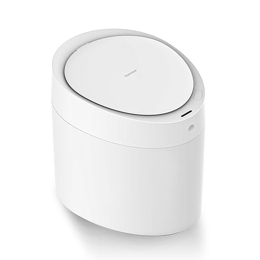 Smart Trash Can 2.6 Gallon Automatic Garbage Can with Self-Sealing and Self-Changing Motion Sense Activated Rechargeable Trashcan for Living Room Bedroom Workshop Kitchen White